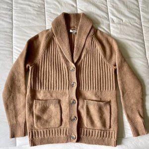 Madewell Ribbed Knit Button up Cardigan, Camel Color, Size Medium